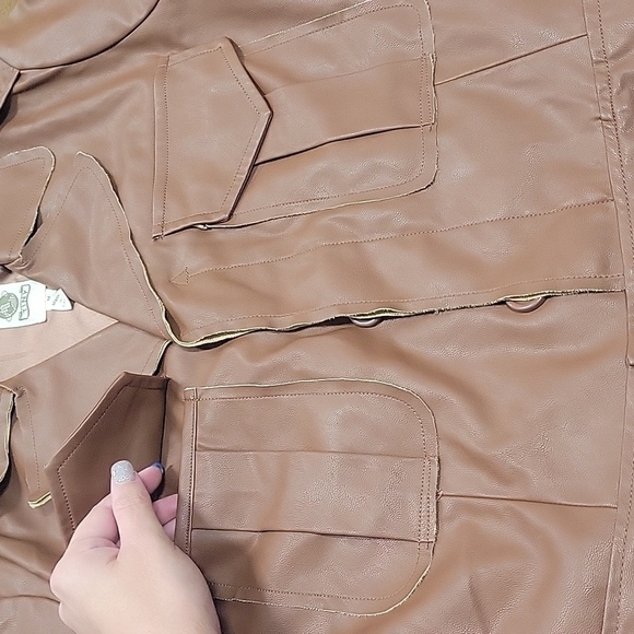 Anthropologie x Tiny Chocolate Faux Leather Trucker Button Jacket-NWT-Si… - Picture 8 of 17